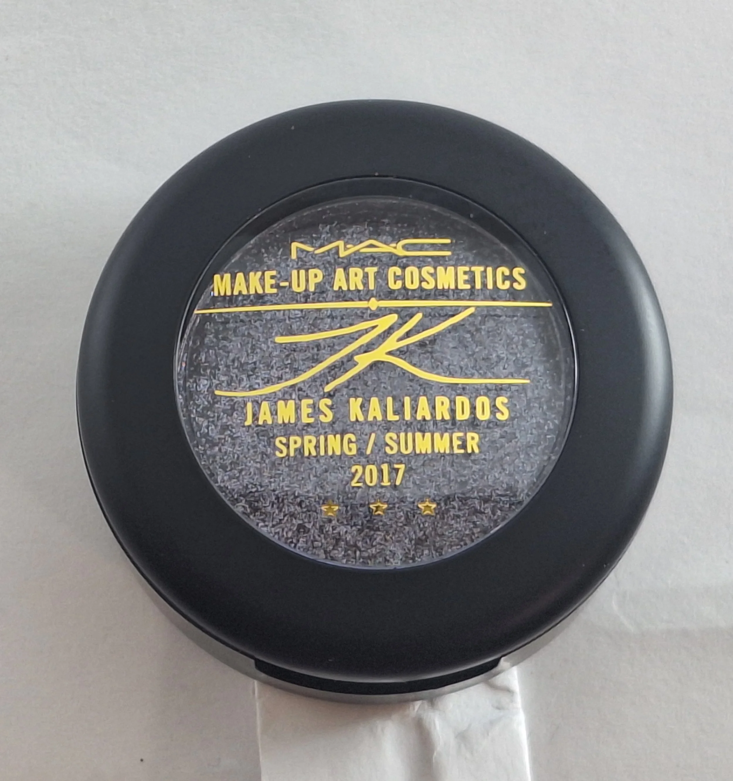 M·A·C x James Kaliardos Almondine lipstick and Black Grape press pigment in Sparkle Society XO vault