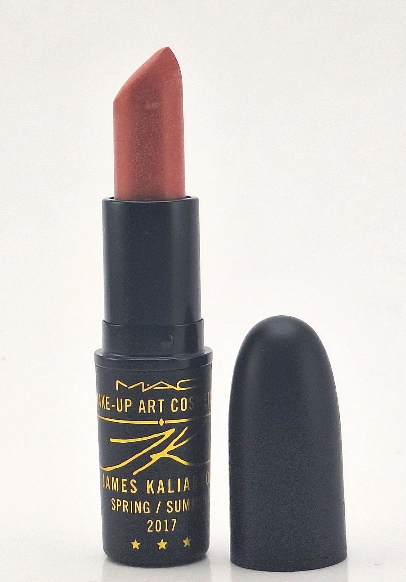 Close-up of M·A·C James Kaliardos Almondine lipstick