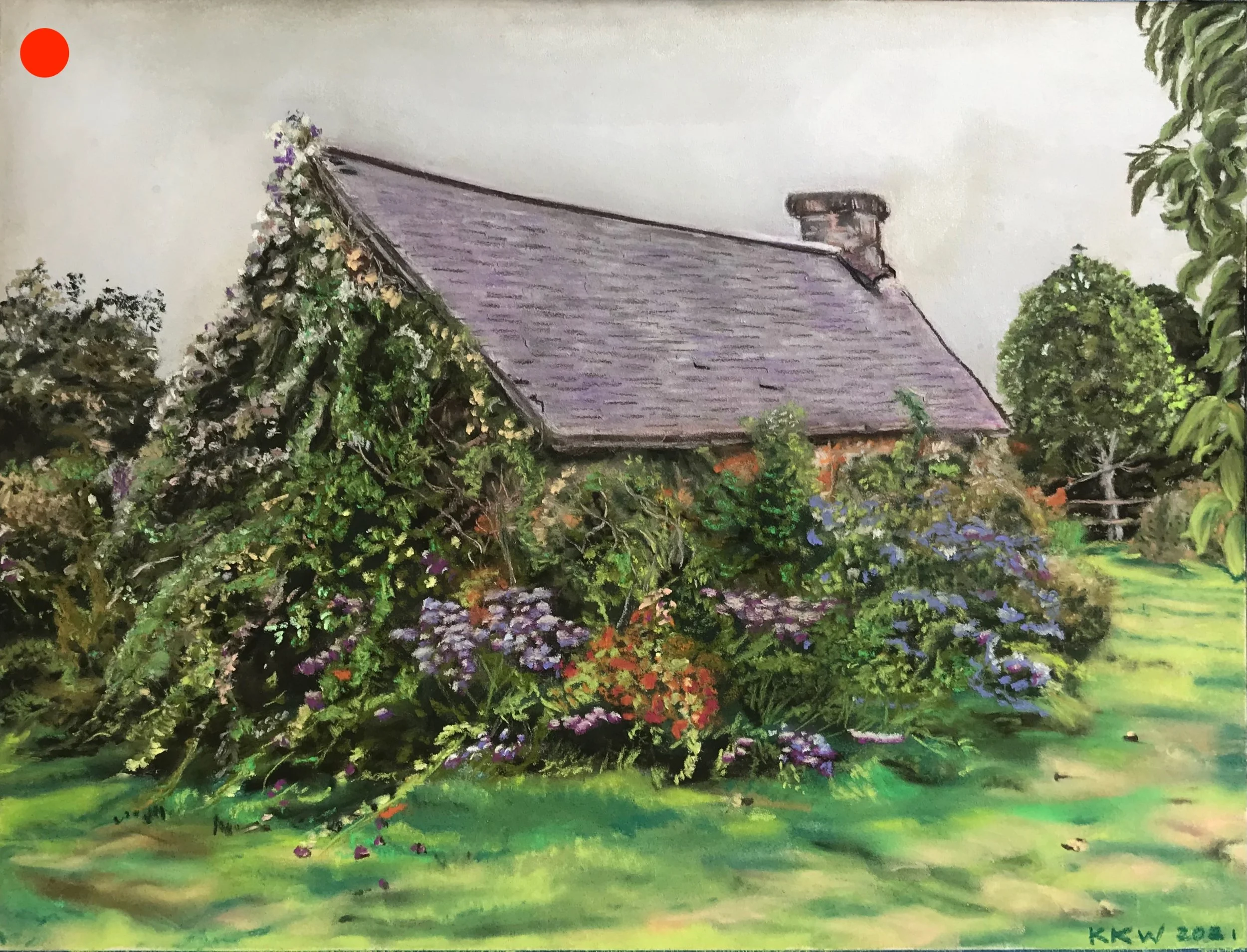 "French Stone Barn", 2021. SOLD. From web image (unattributed). Soft pastel on acid-free. premium-grade sanded pastel paper. Image: 11 " x 14".
