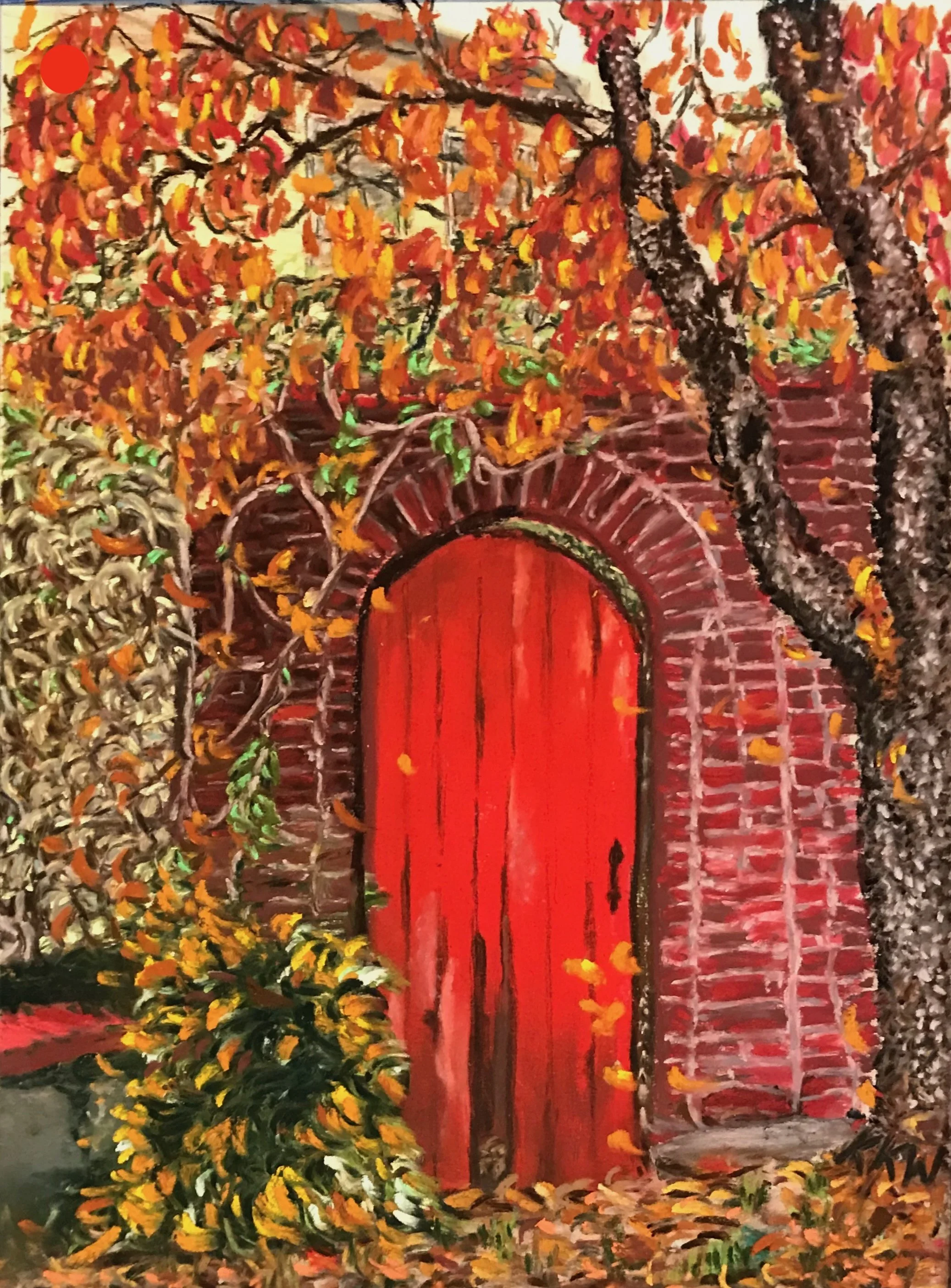 "Cambridge Garden Door", 2018, Commissioned (SOLD), from photograph by the artist. Soft pastel on acid-free. premium-grade sanded pastel paper. Image: 8" X 11.25".