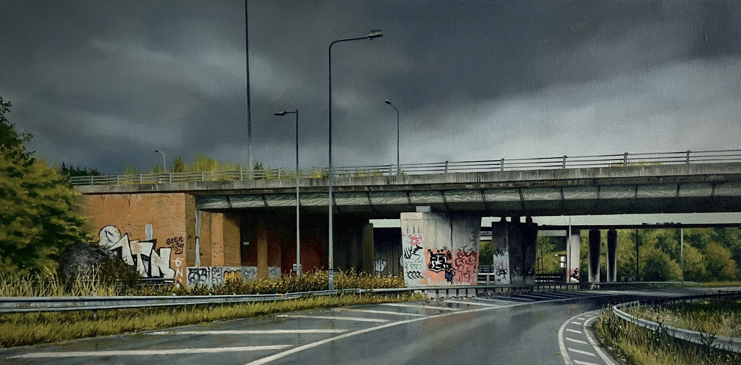 Joined at The Slip. Oil on canvas 30x60cm