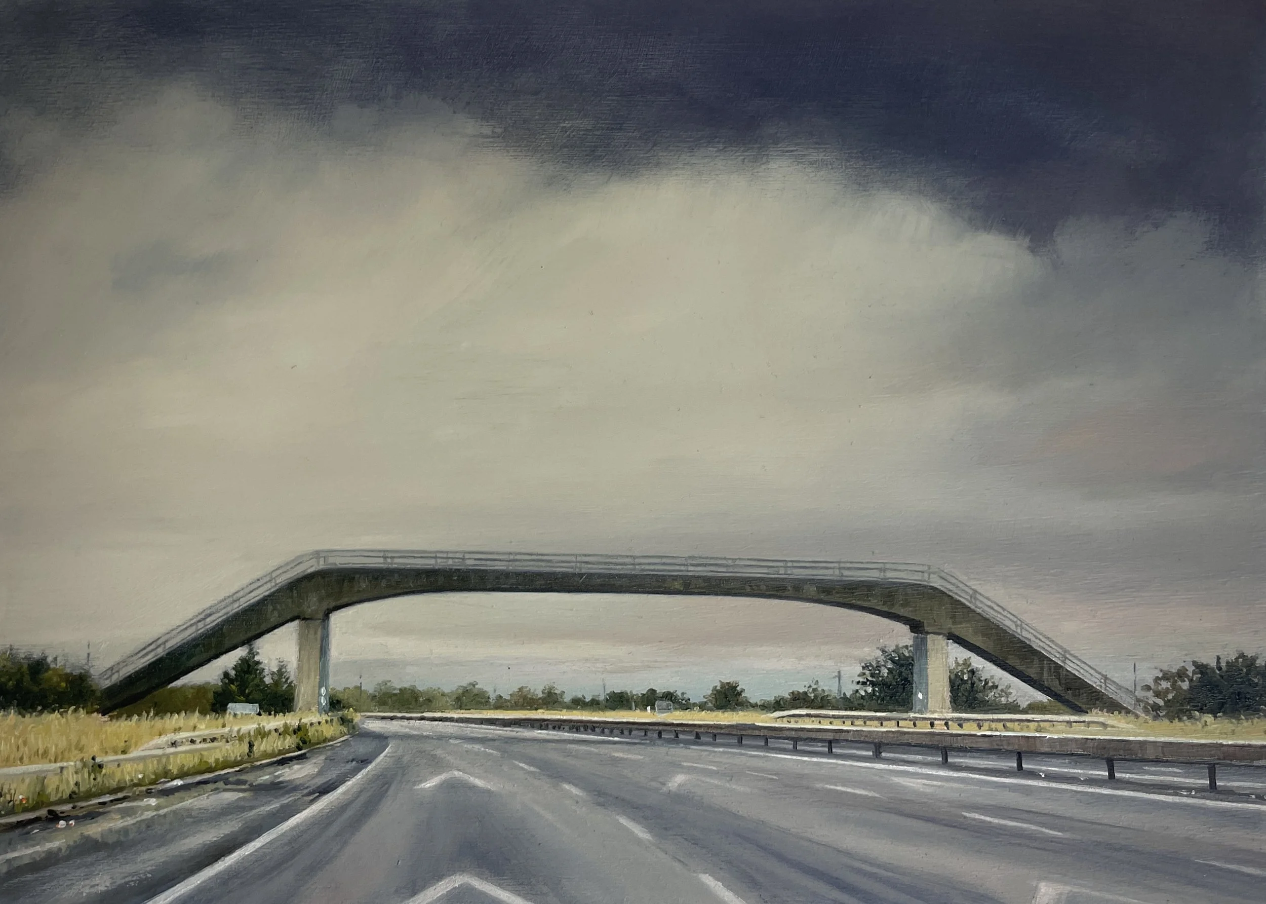 Chevrons Couldn't Keep Us Apart - Oil on cradled panel 2024 15x20cm £600