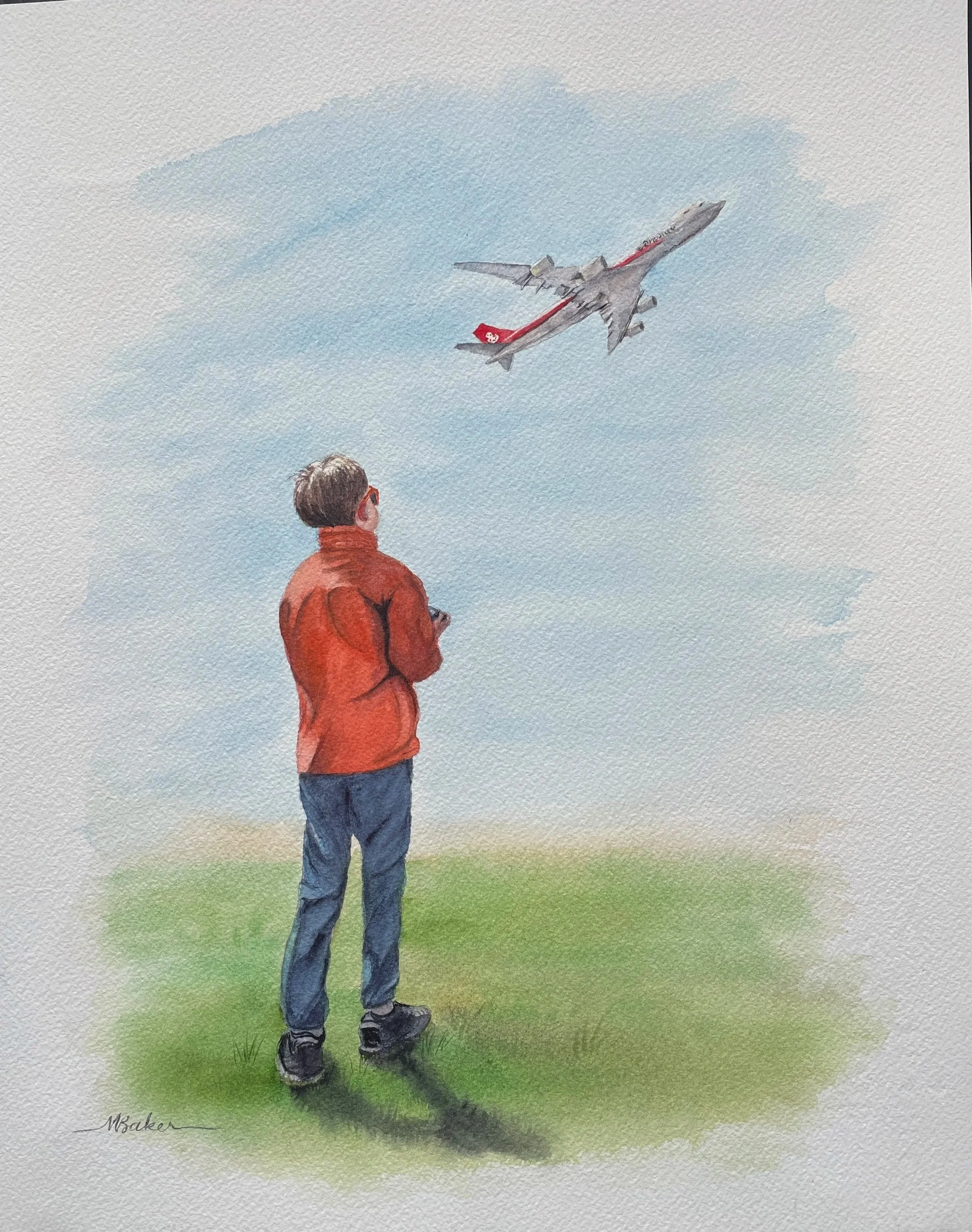 Imagination Takes Flight; 11x14" original watercolor on paper; $550