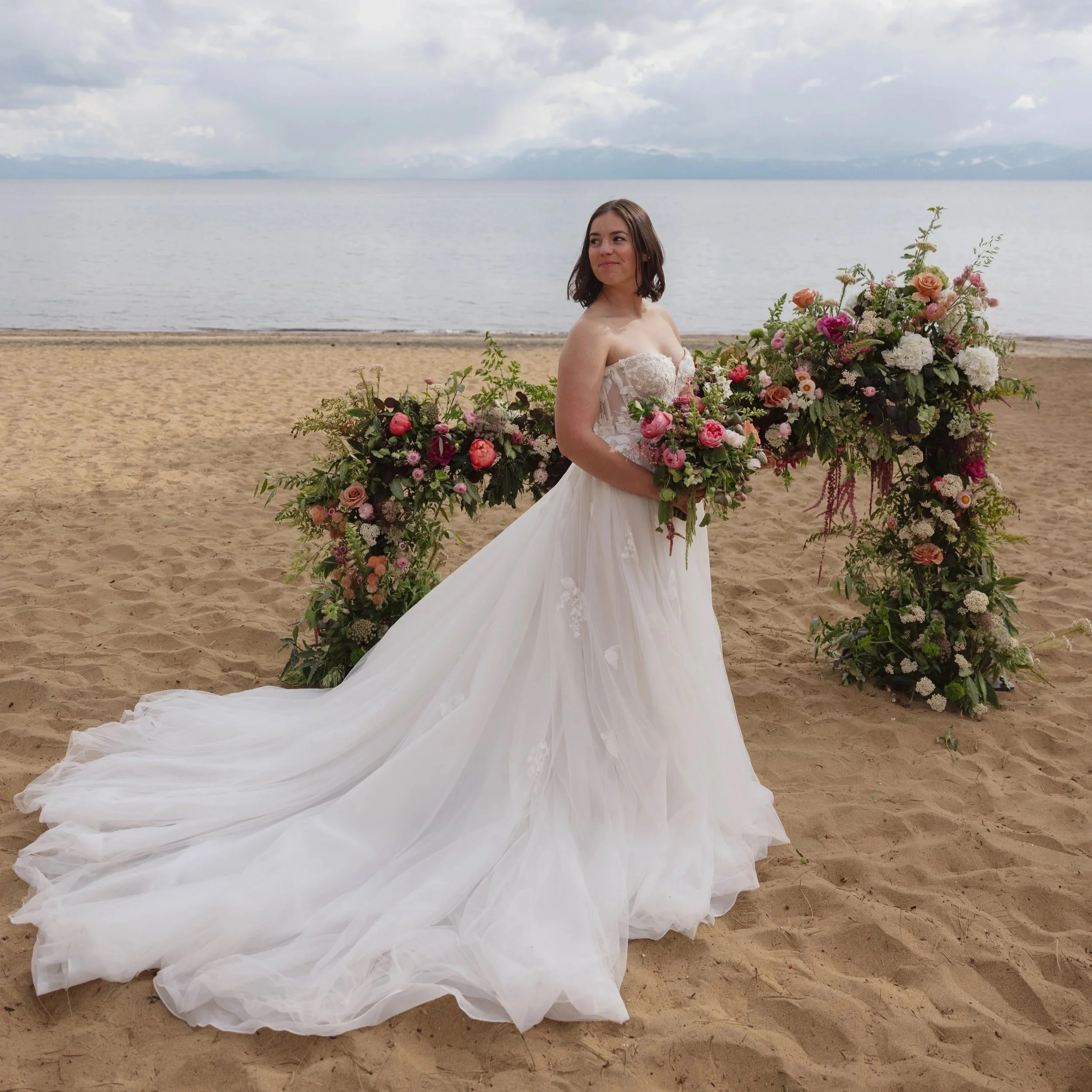 Floral installation on the Shores of Lake Tahoe by Golden Flowers