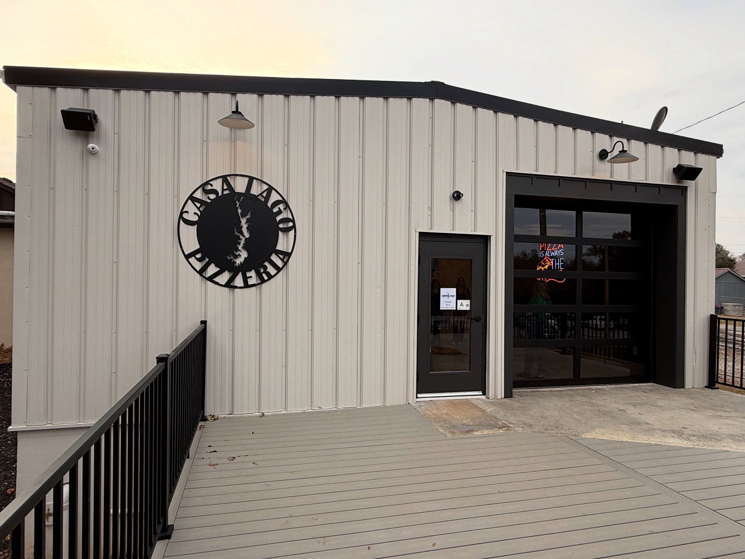 Casa Lago Back Patio Door Restaurant Logo Sign Garage