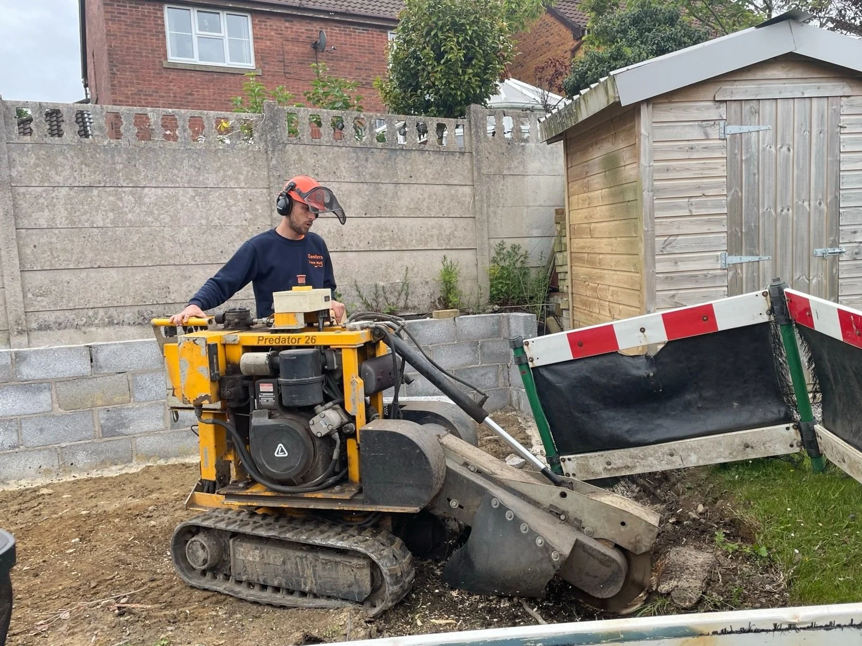 Stump grinding and removal using specialist equipment by Conifers From Hell in Swansea
