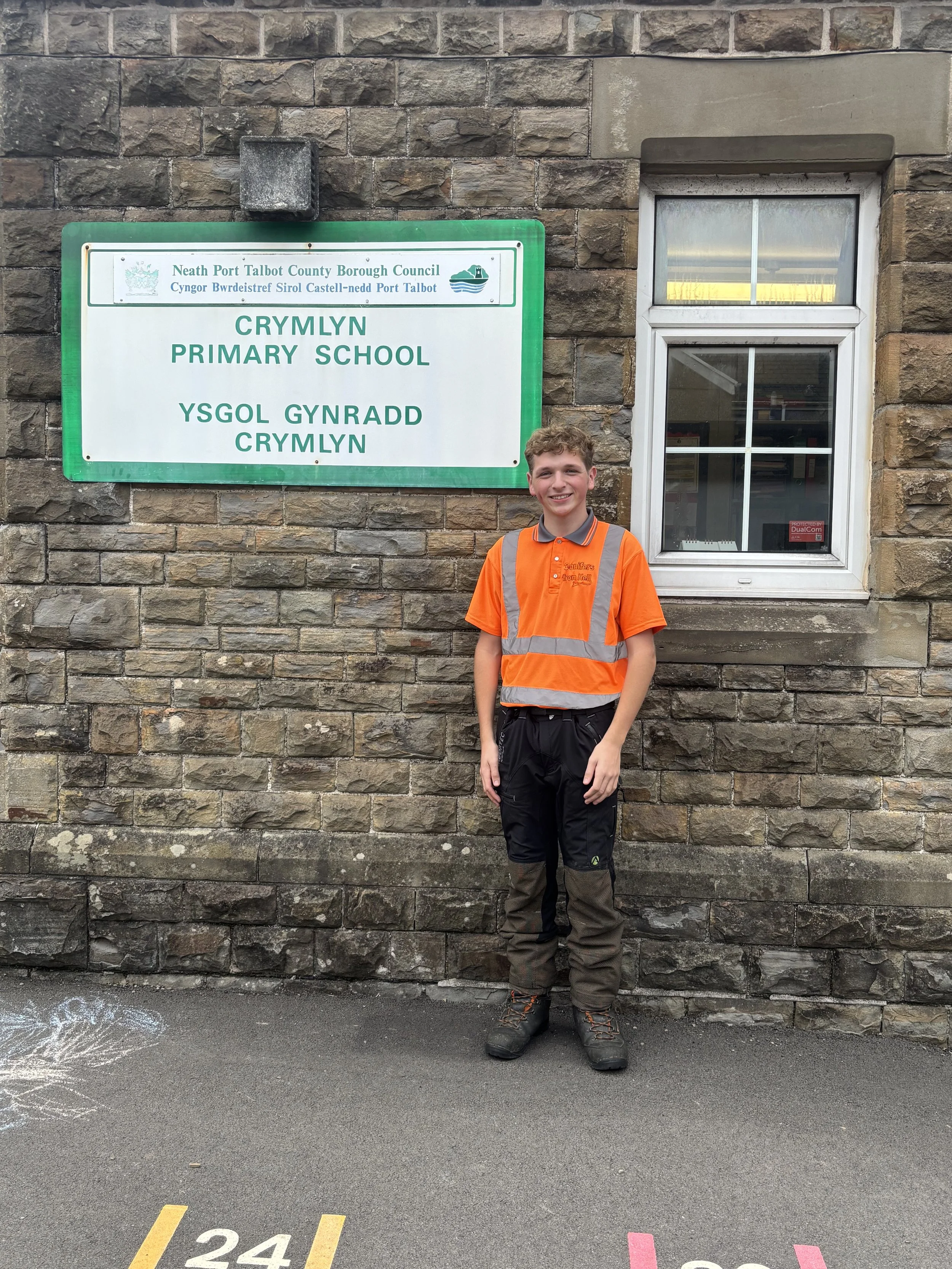 Conifers From Hell volunteering at Crymlyn Primary School in Neath Swansea​​​​​​​​​​​​​​​​ Oliver Williams