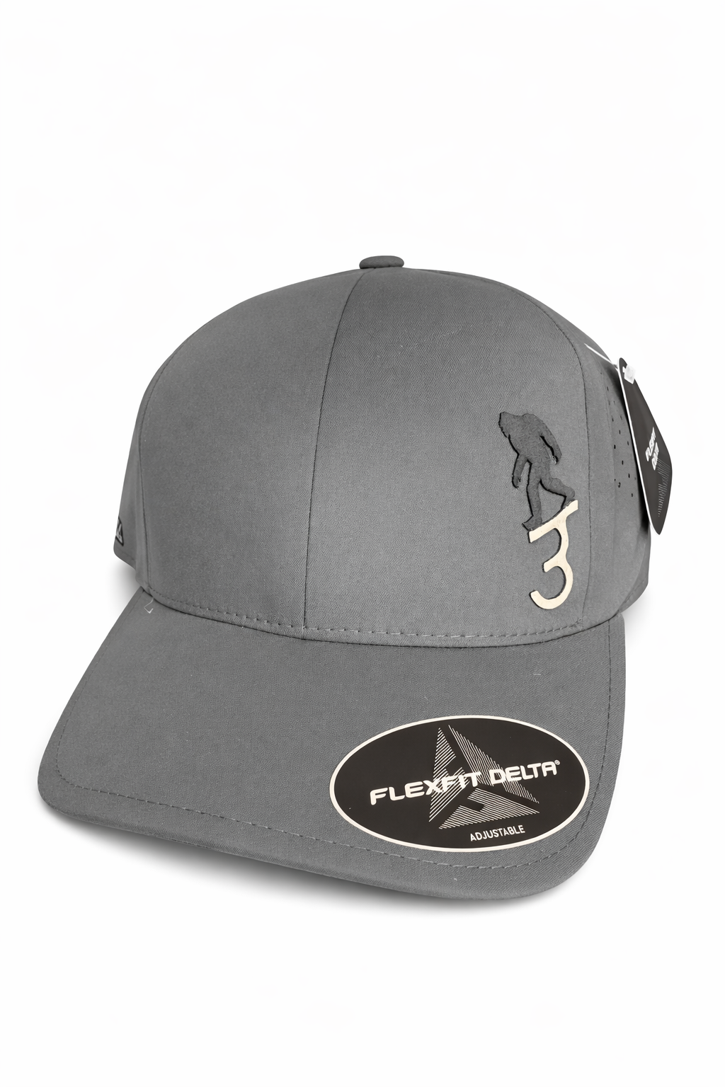 Flexfit Delta Hat in Grey with Sasquatch J3 Logo