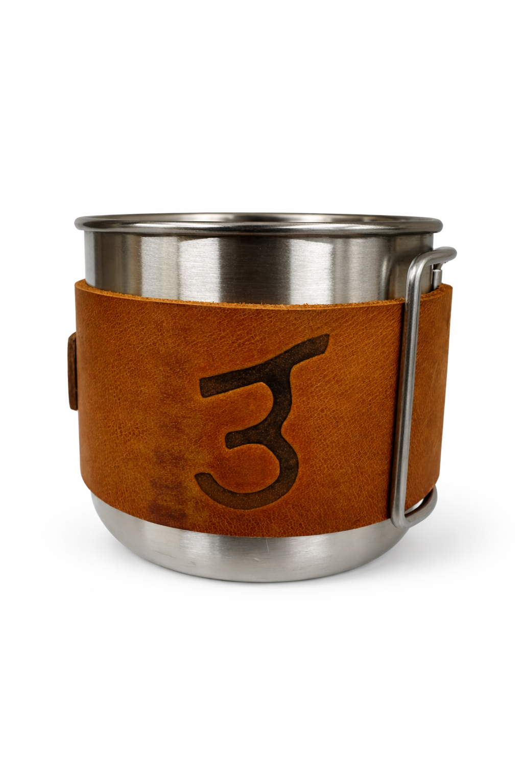 Stainless Mug – Leather Wrap with J3 Logo