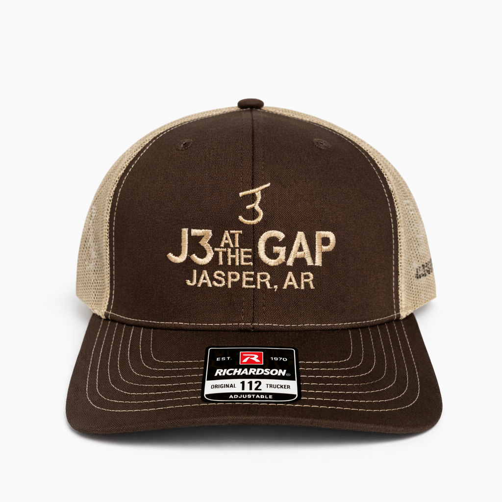 Trucker Hat in Brown and Tan with J3 at the Gap Logo