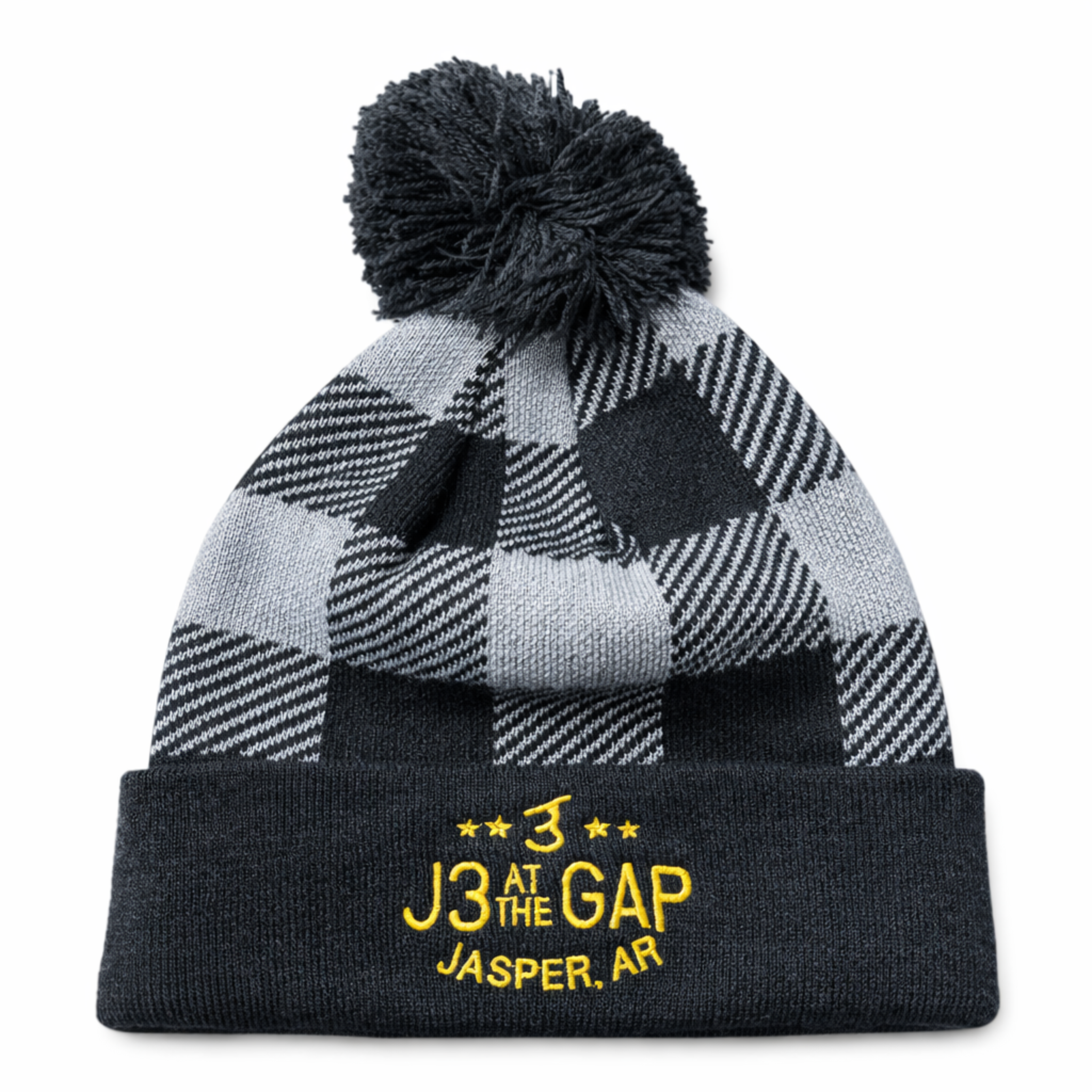 J3 at the Gap Black & White Check Pom Beanie