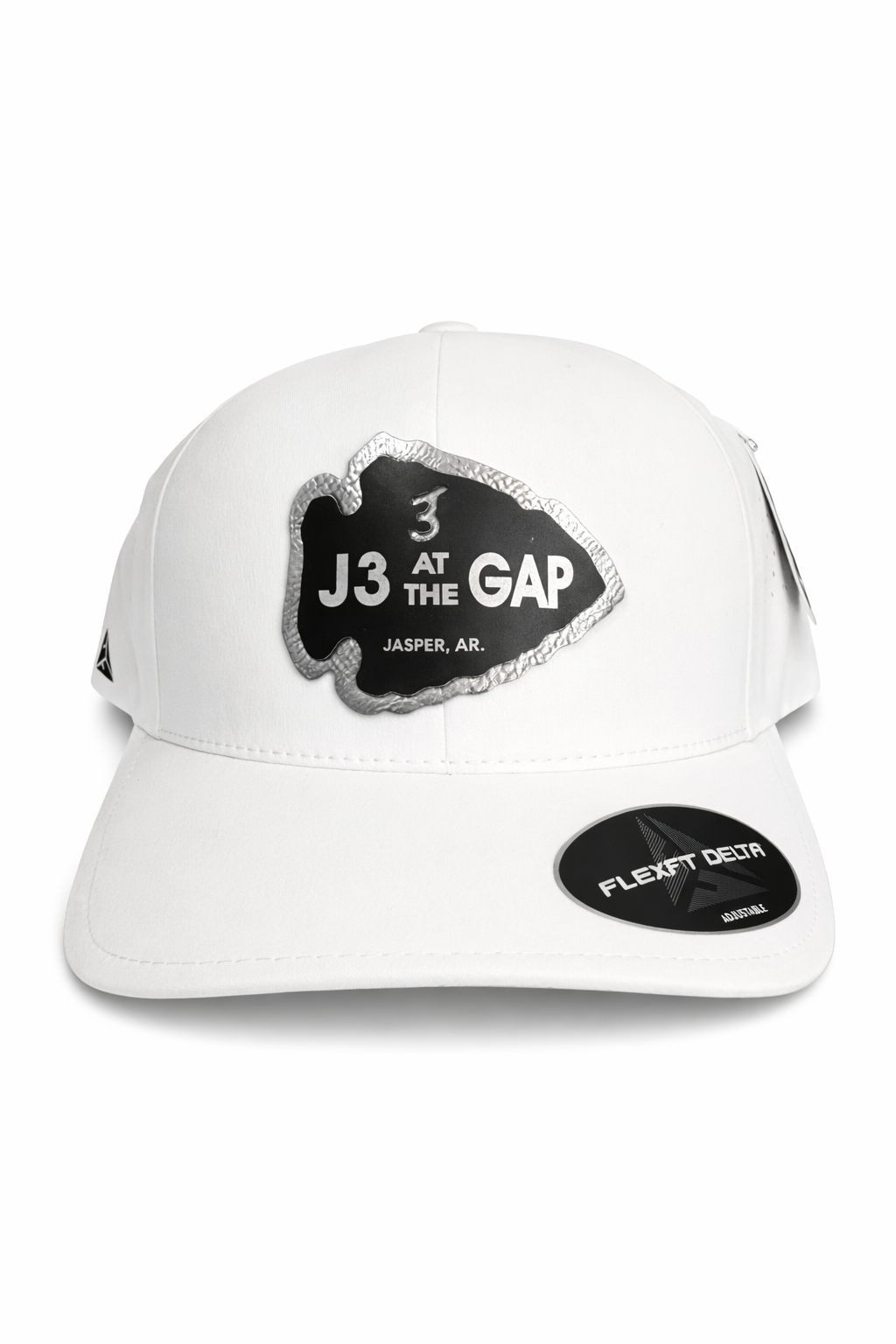Flexfit Delta Hat in White with J3 Arrowhead Logo