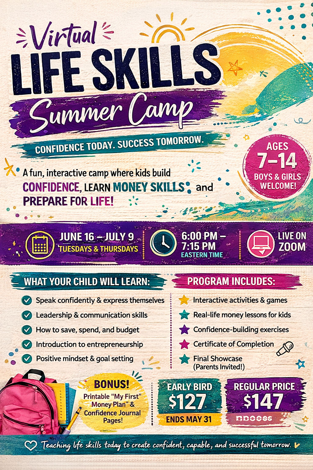 Confidence &amp; Money Summer Camp