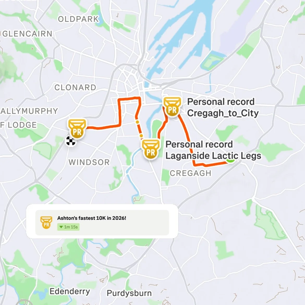Ashton has been racking up the races and mileage. 
Here was a sneaky FAST 10km effort a few weeks back 📈
Next stop : Mourne marathon !! 

Keep it up Ashton!! ⚡️