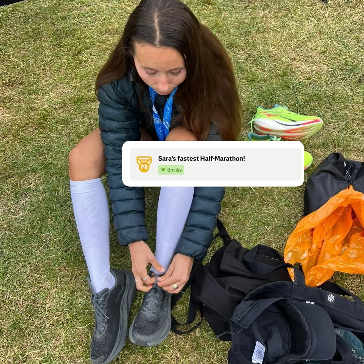 SARA&rsquo;S PB RESULT for HACKNEY HALF!! 🫪⭐️

Still so proud of this result - 

Amoungst busy roads, bottlenecks, struggling to drink out of cups, even back tracking to throw a cup in the bin.. Sara still managed to take a huge 8min chunk off her p