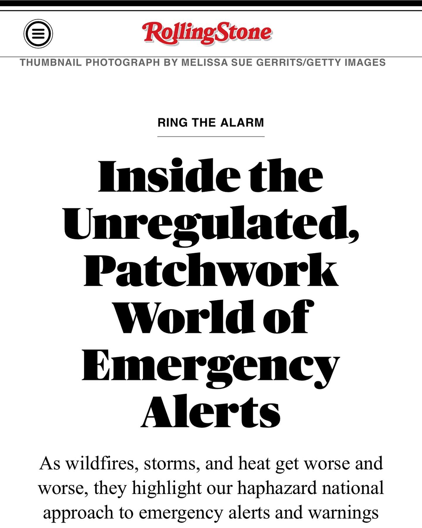 Honored to have been interviewed and included in this article about #EmergencyAlerts along with some of my most admired peers in the industry. 🔗 is on stories! Or ⬇️

https://www.rollingstone.com/culture/culture-features/climate-emergency-alerts-wea
