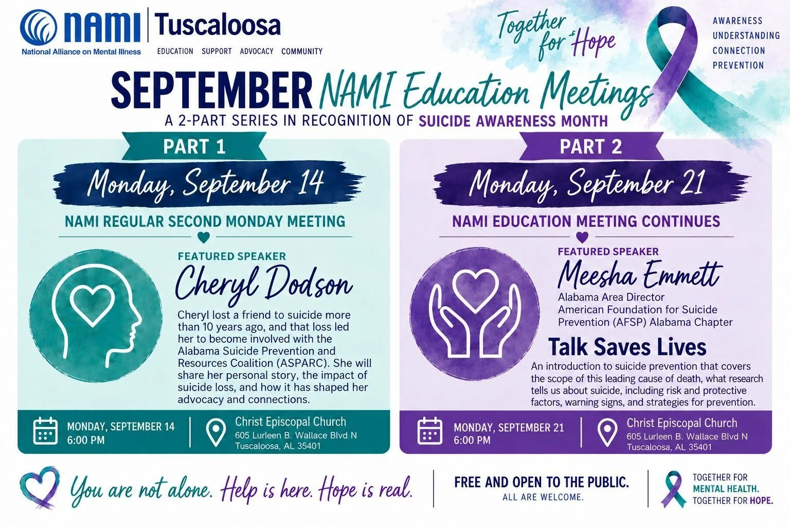 September Education Meeting / Family & Connections Support Groups