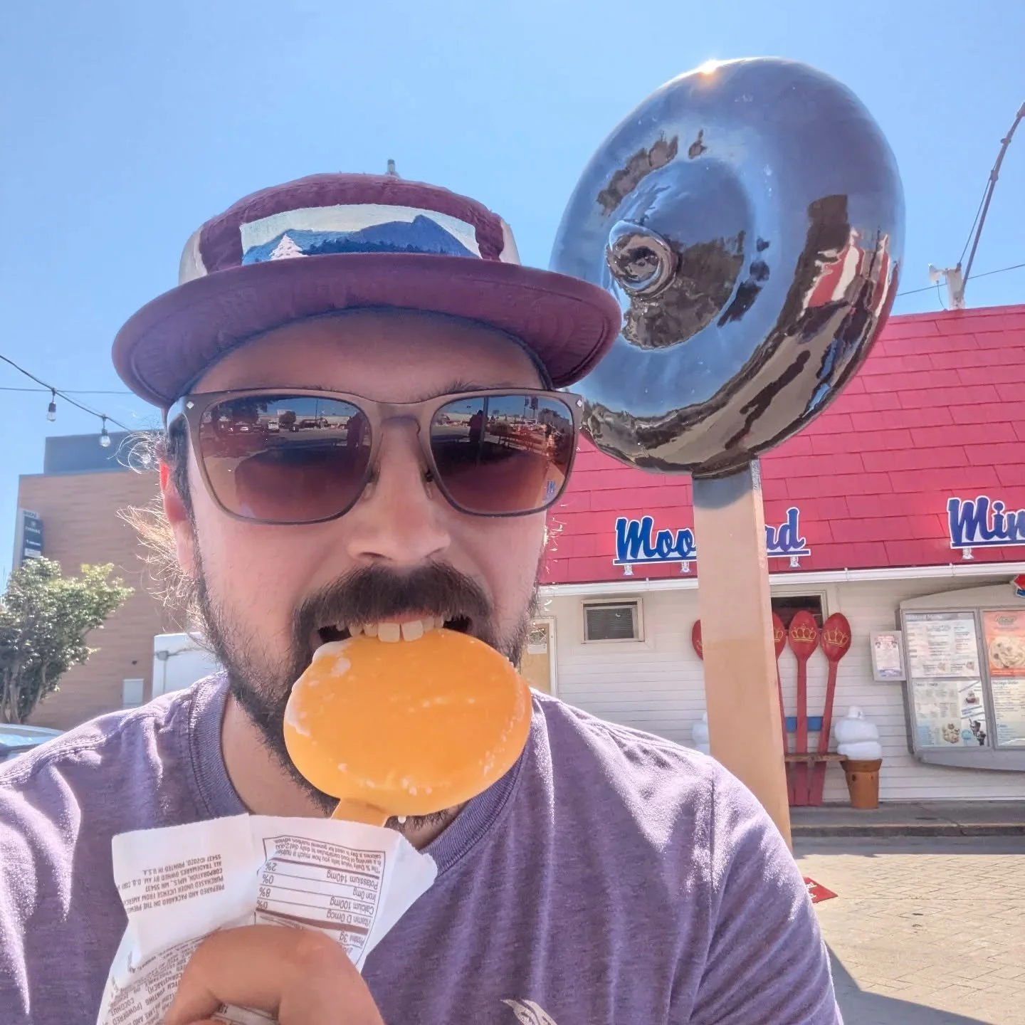 The world's largest Dilly Bar!
I was listening to a podcast from the MN State Fair, and learned that the largest Dilly Bar is where they were invented, Moorhead MN.
So I took a short detour today and got myself a sweet treat. Butterscotch of cour