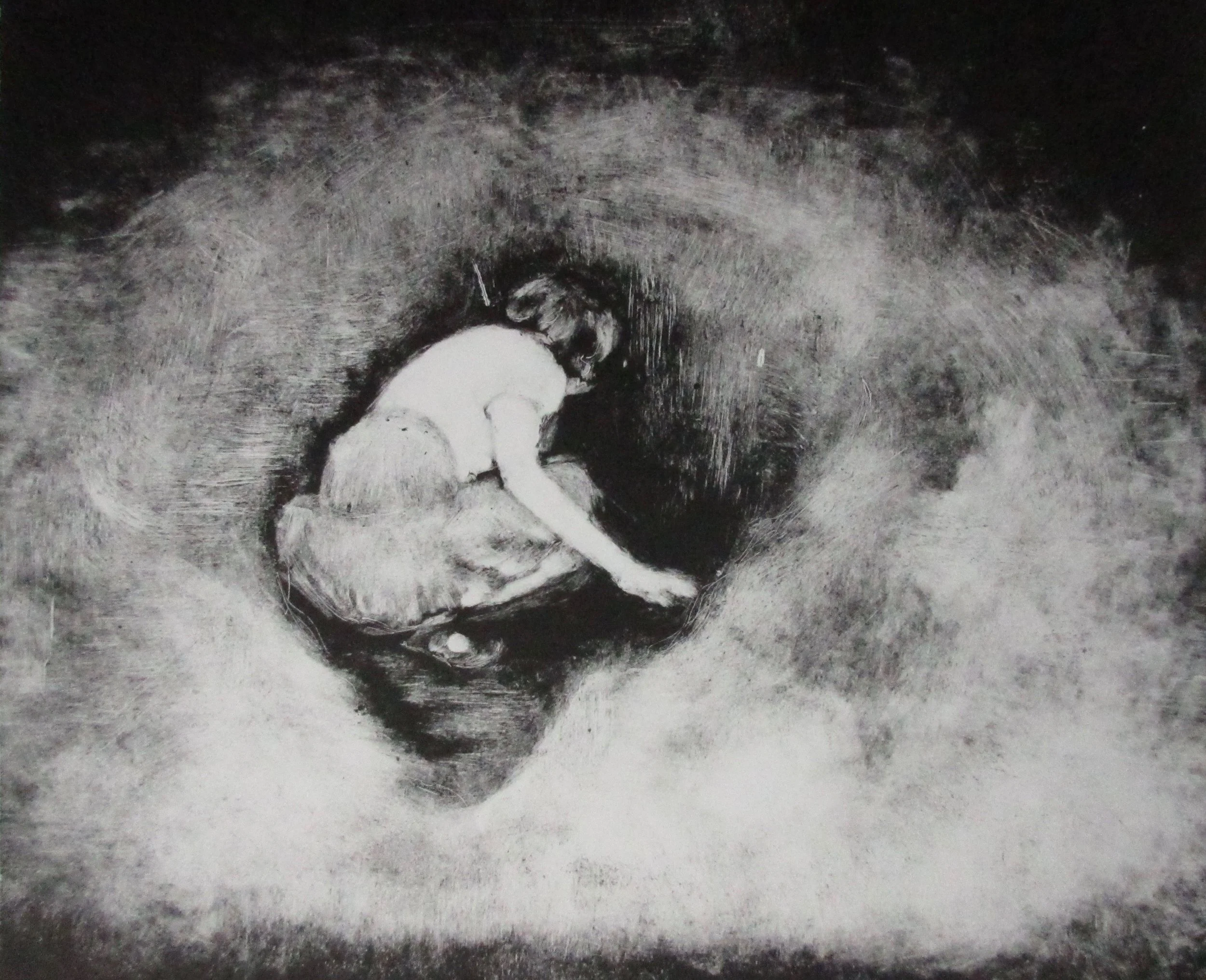 Young girl crawling into a holy well

Medium: Monotype
Dimensions: 29*32.5cm 
Edition: 1
SOLD
