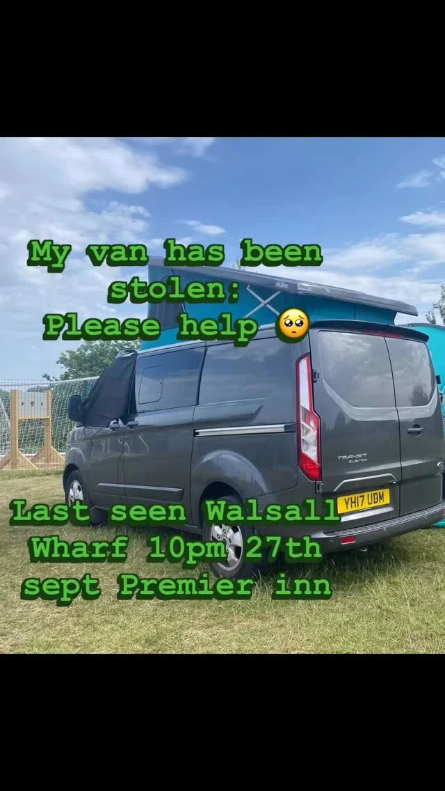 My van has been stolen from Premier Inn carpark Walsall Wharf between 10pm on Saturday 27th and 9:30am Sunday 28th September. This has a bespoke interior displaying my logo on the front seats. Please share and hep@me get it back.
#stolenvehicles #wal