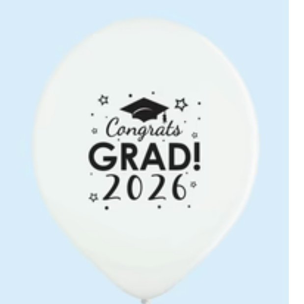 Congrats Grad 2026 White Latex Balloon