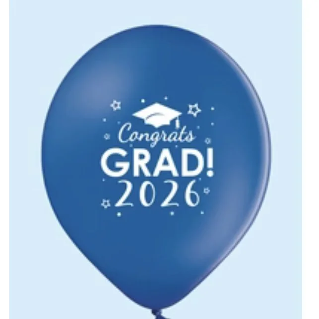 Congrats Grad 2026 Blue Latex Balloon