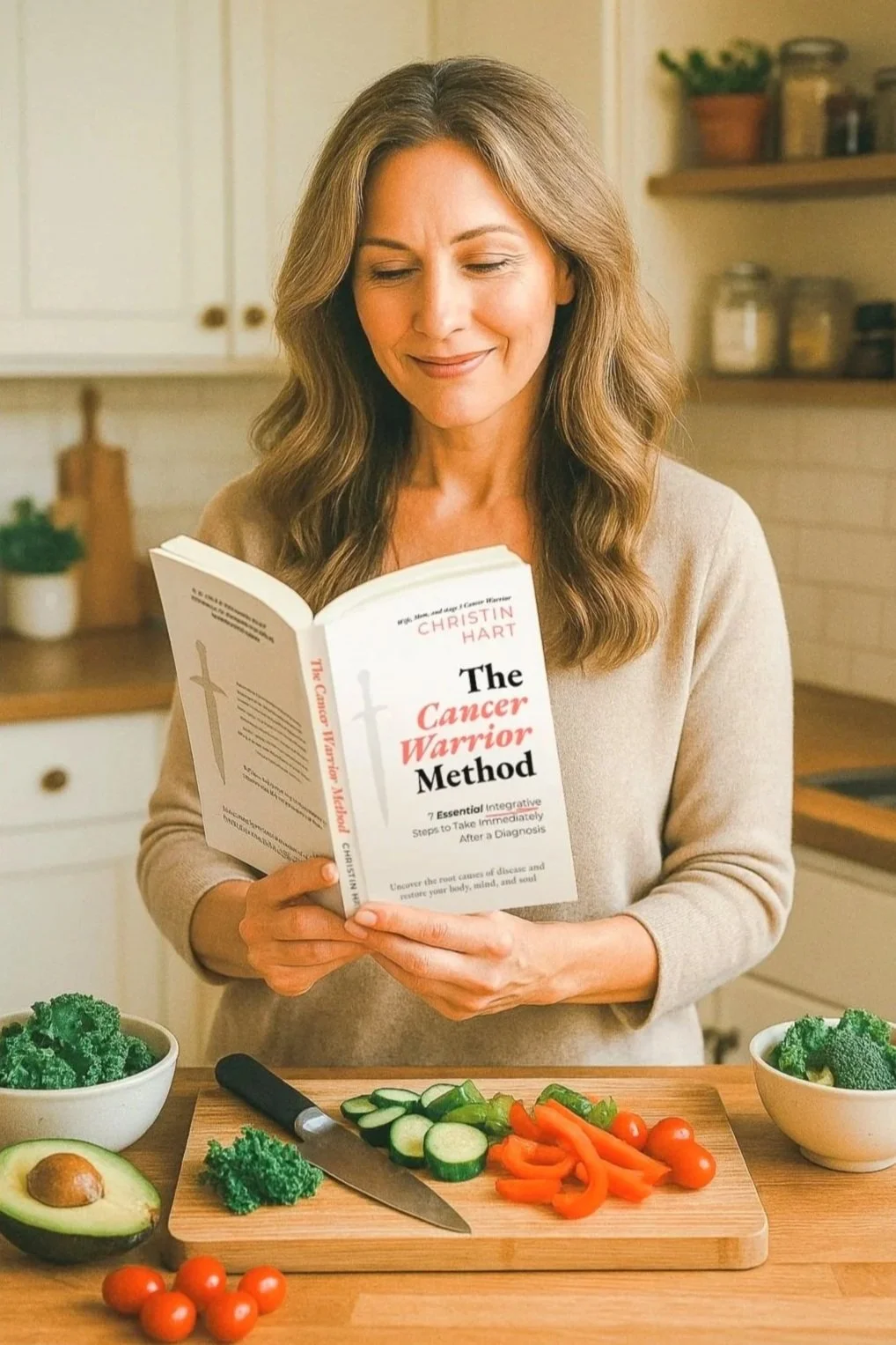 Woman reading the Cancer Warrior Method by Christin Hart