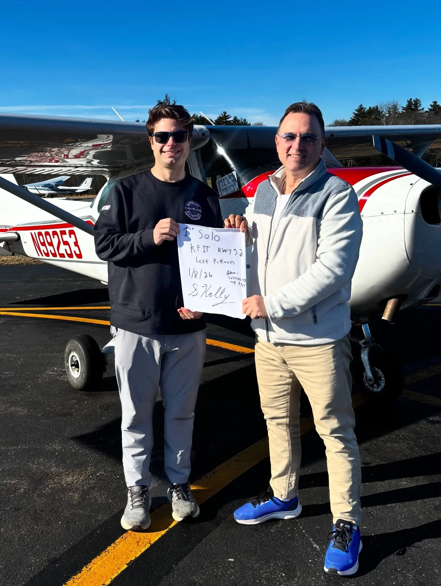 Another solo in the books!

Congrats to @spiro1022 on his first solo flight! Spiro switched flight schools after he found out about Mitiguy Aviation and is now moving at the speed of sound towards attaining his PPL. Godspeed, Spiro.
