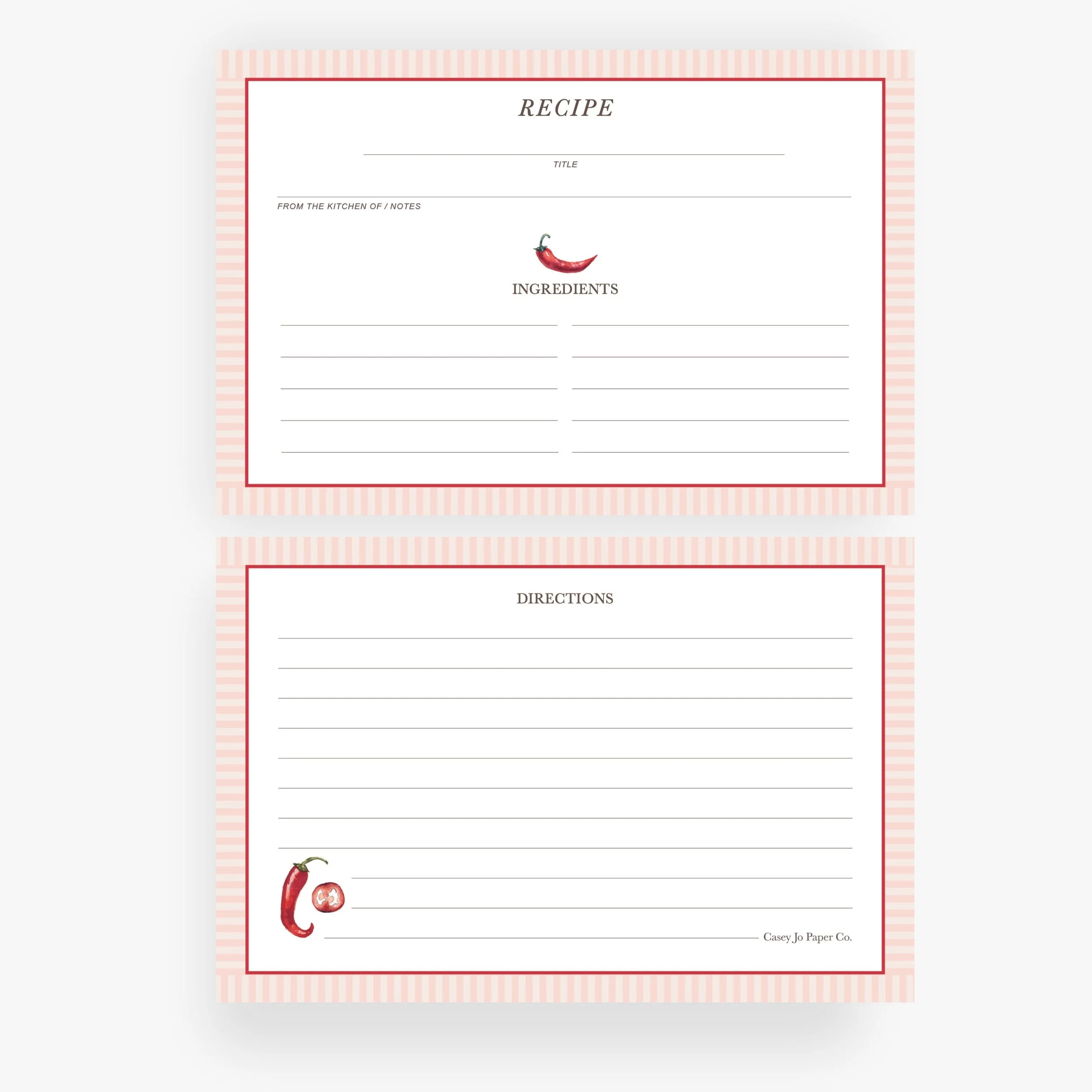 Chili Pepper Recipe Cards