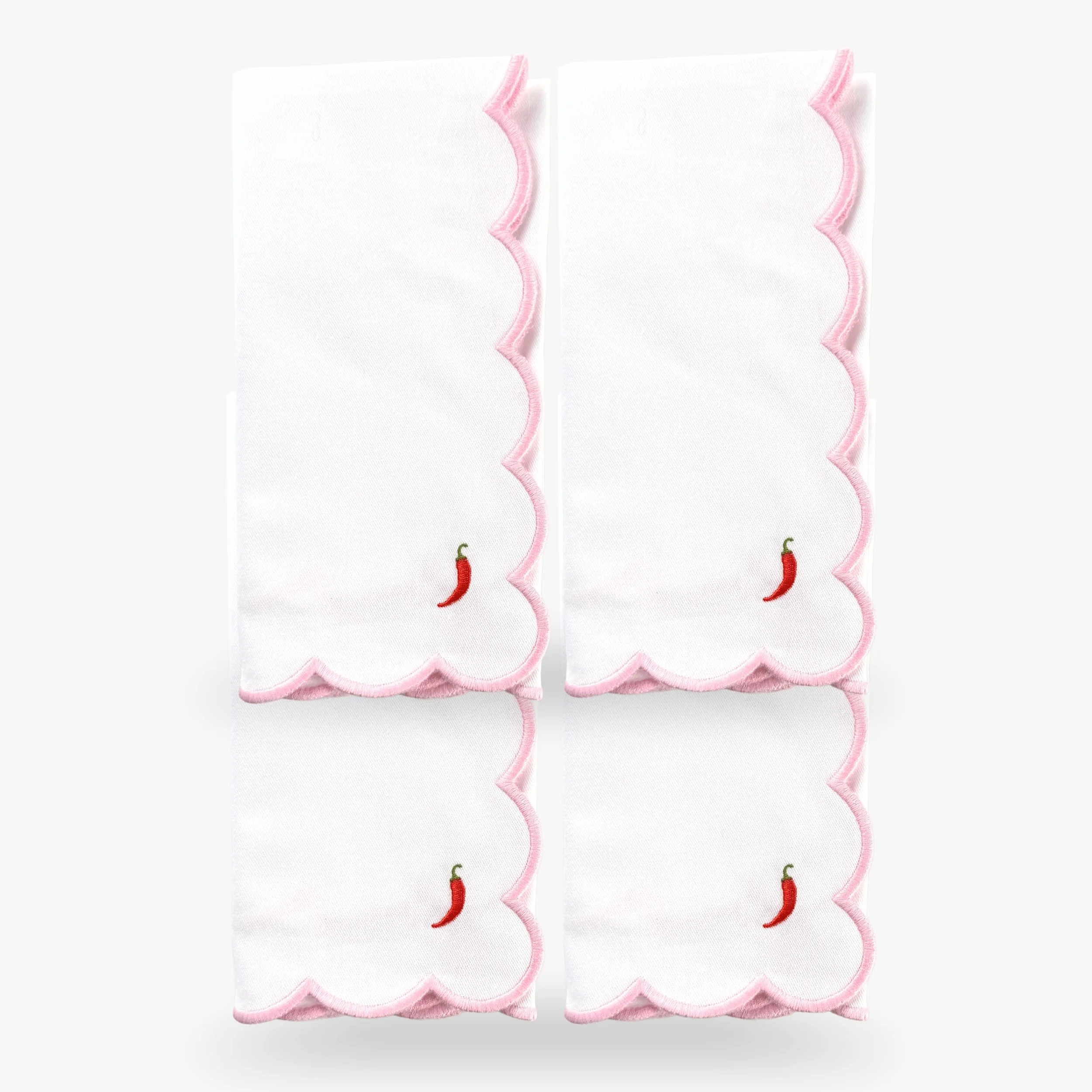 Scalloped Pepper Embroidered Dinner Napkin Set