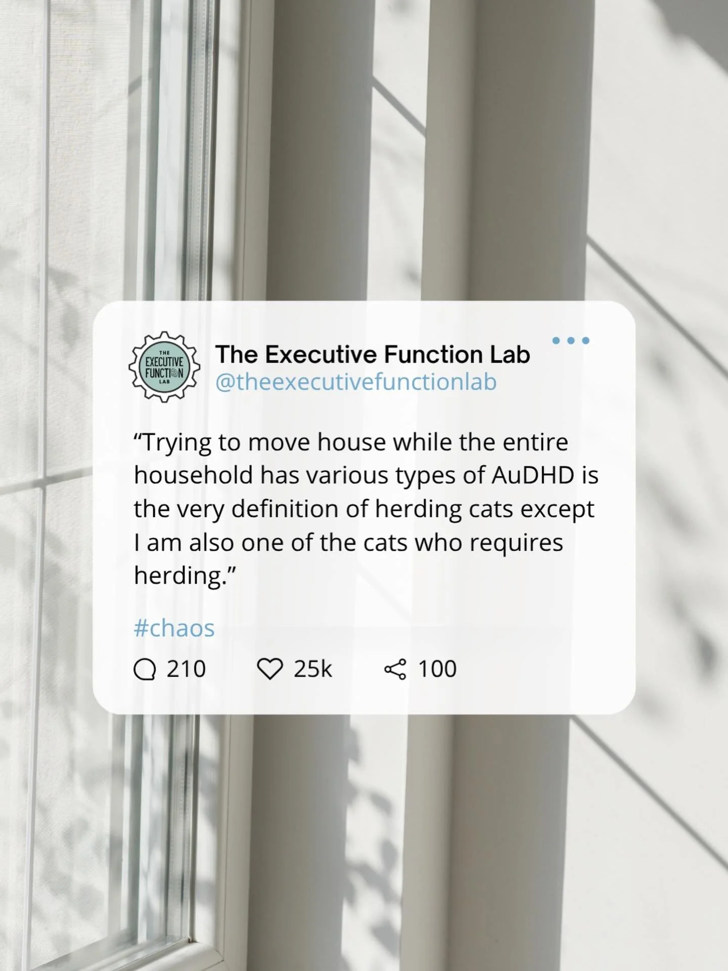 A recent quote that explains neurodivergent executive functioning so well 💥

Neurodivergence is a super power in so many ways, but it also comes with difficulties like managing a household and completing daily tasks efficiently. Boosting executive f
