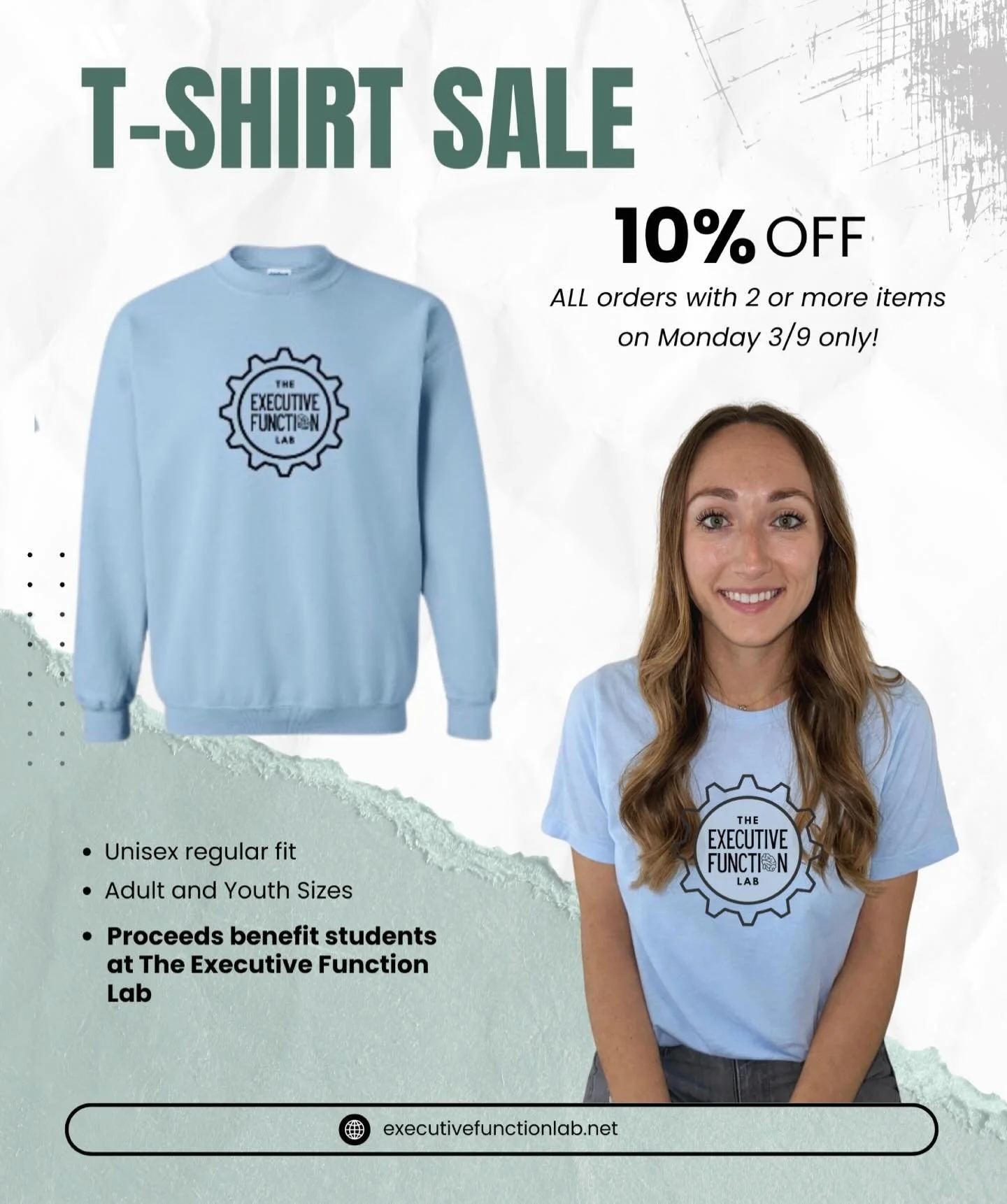 SALE tomorrow 3/9!!! 10% OFF all orders with two or more items. Link in bio to order!

We&rsquo;re partnering with Jūpmode to help students AND grow The Executive Function Lab! A portion of every purchase goes directly back to The Executive Function 