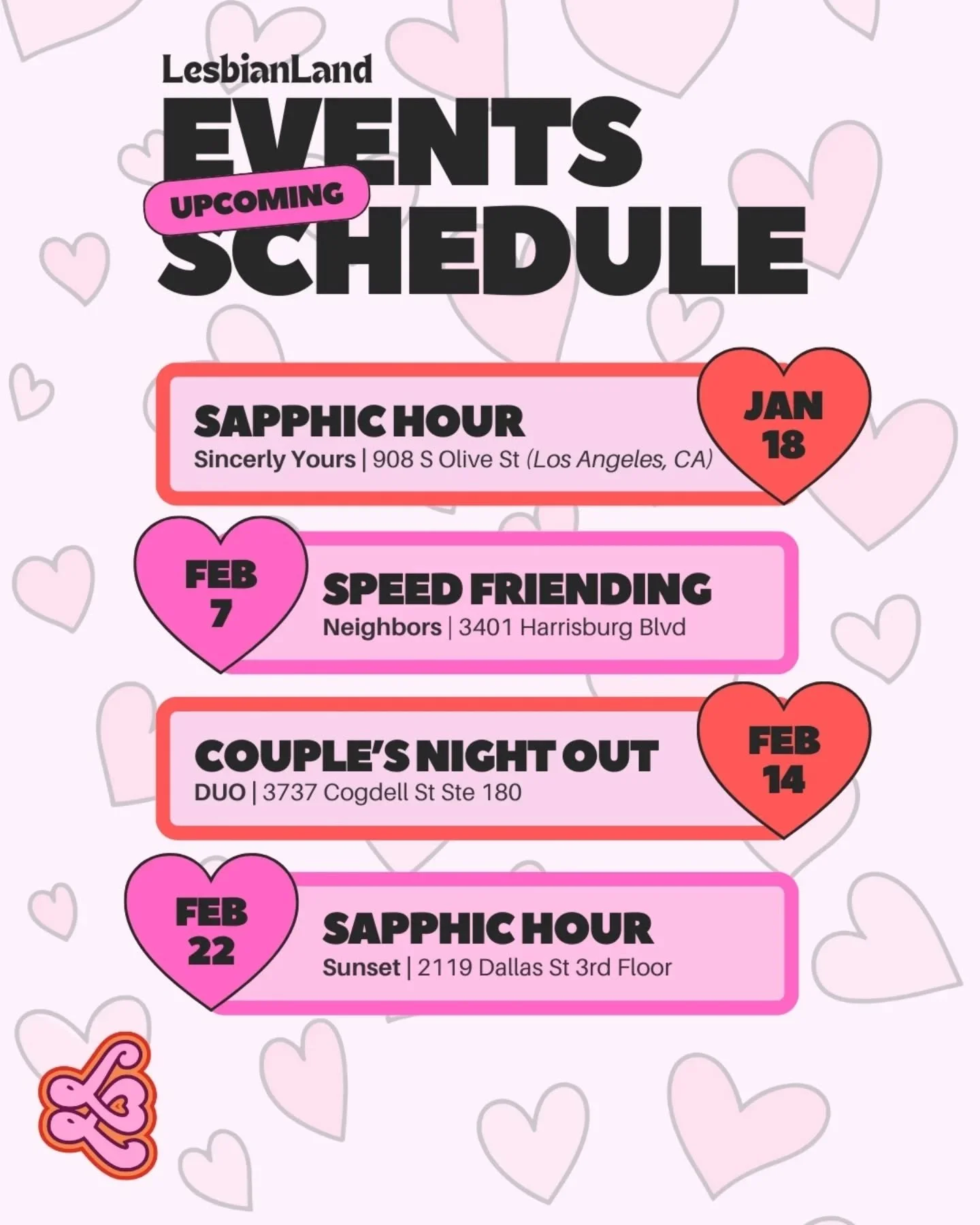 💕🙂&zwj;&harr;️WE HEARD YALL WANTED MORE EVENTS🙂&zwj;&harr;️💕

Save the date, gay girl because our 2026 events are coming in HOT😘🫶🏽

Which event are you most excited for?🥰🙌🏽
