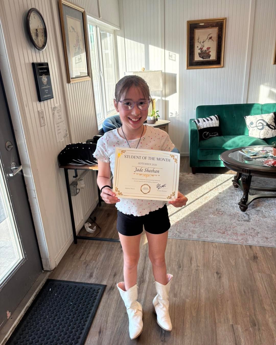 Congratulations to Jade Sheehan, who is our Student of the Month for September! 🎉🎶

Here is what her teacher, Madeline Thomas, has to say about why she was nominated:

&ldquo;Jade always comes to lessons having practiced her assignments with a smil