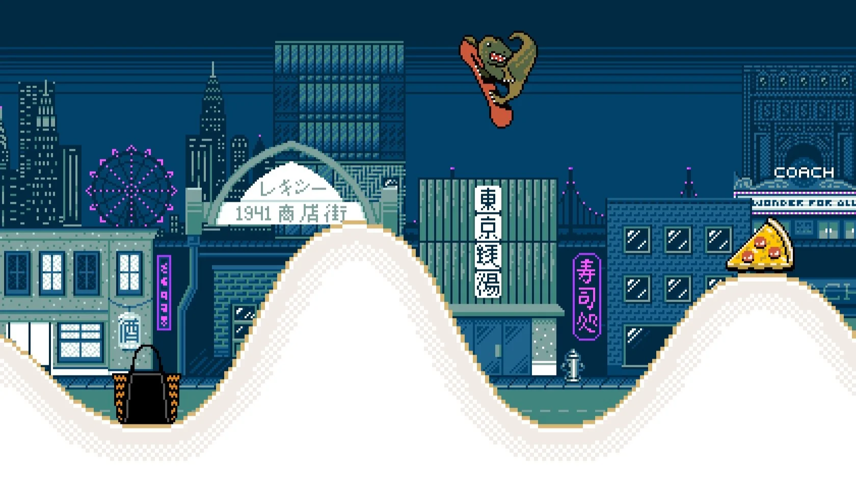 screenshot-of-city-level-from-video-game-for-coach-featuring-pixel-art-by-illustrator-jude-buffum