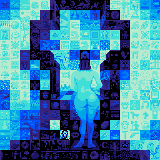 Pixel art 8-bit animation of a Lincoln homage to Salvador Dali by illustrator Jude Buffum