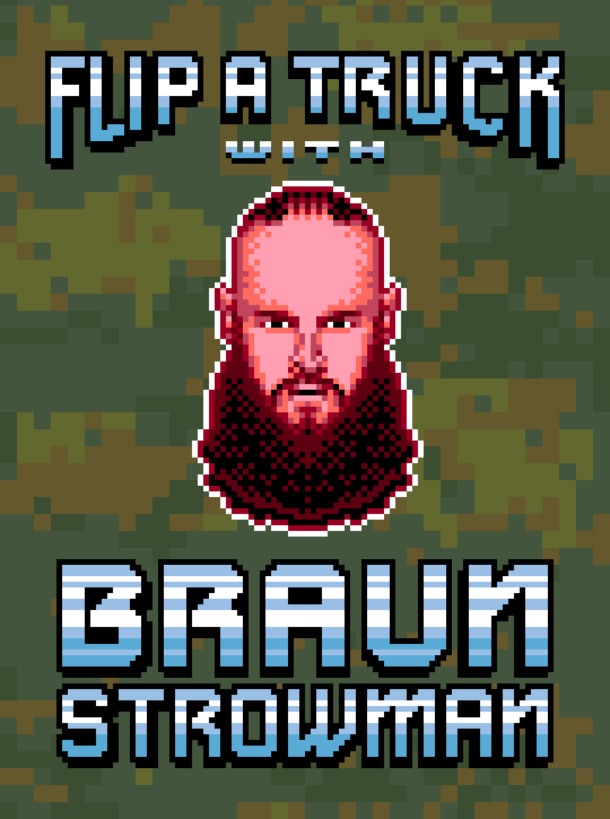 Pixel art 8-bit portrait of Braun Strowman by illustrator Jude Buffum