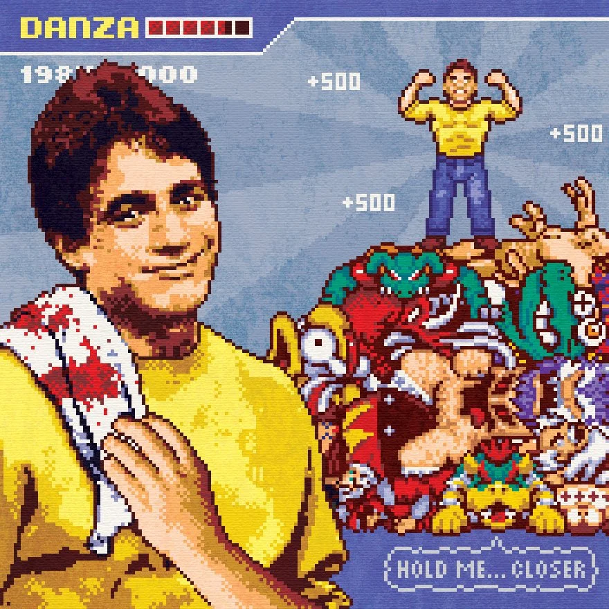 Pixel art 8-bit portrait of Tony Danza by illustrator Jude Buffum