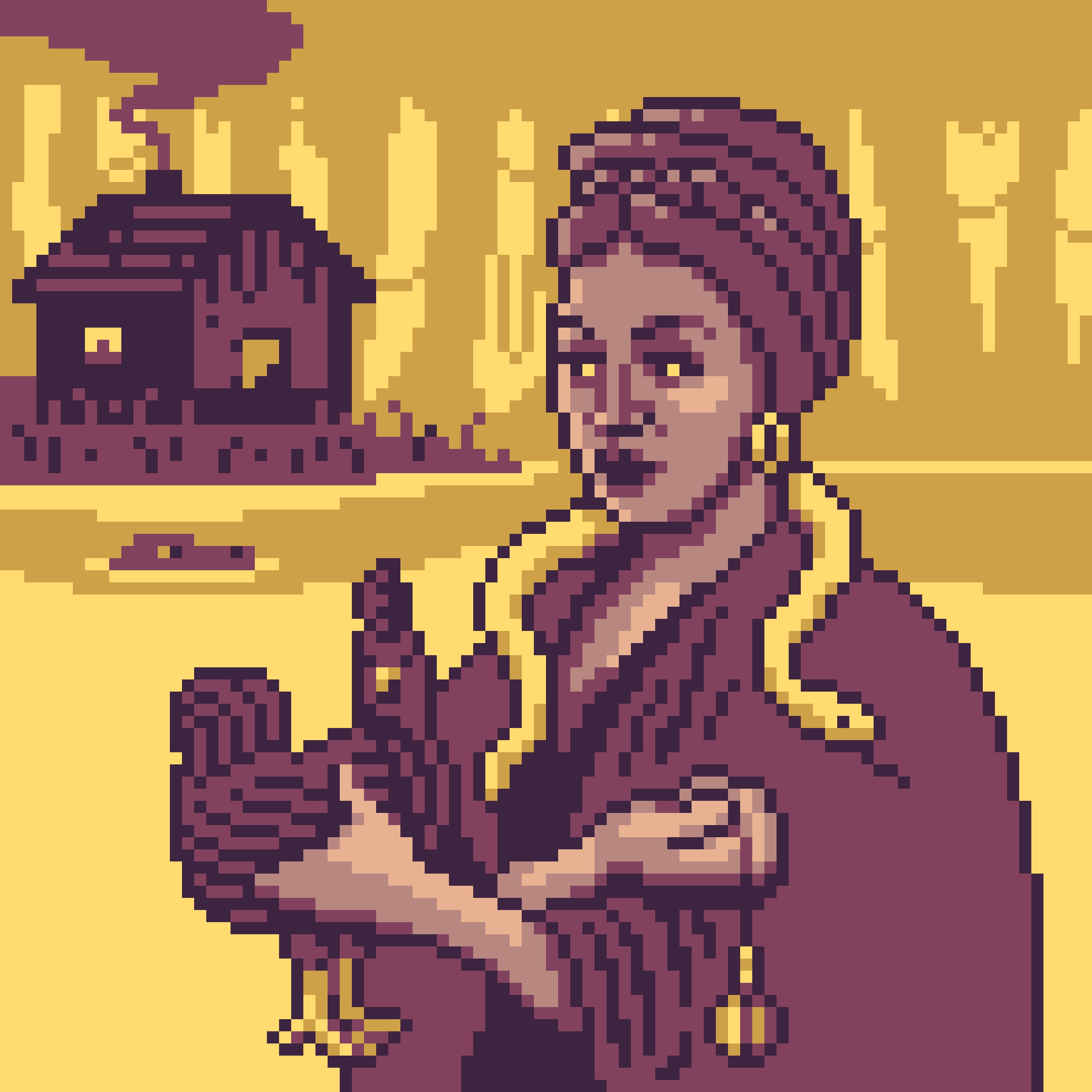 Pixel art 8-bit portrait of Marie Laveau by illustrator Jude Buffum