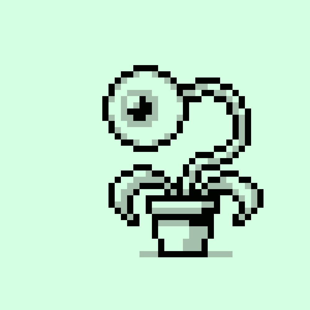 Pixel art 8-bit animation of a hypnotizing plant from Frenpet video game by illustrator Jude Buffum