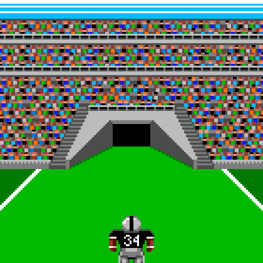 Pixel art 8-bit animation of a Bo Jackson running off the field by illustrator Jude Buffum