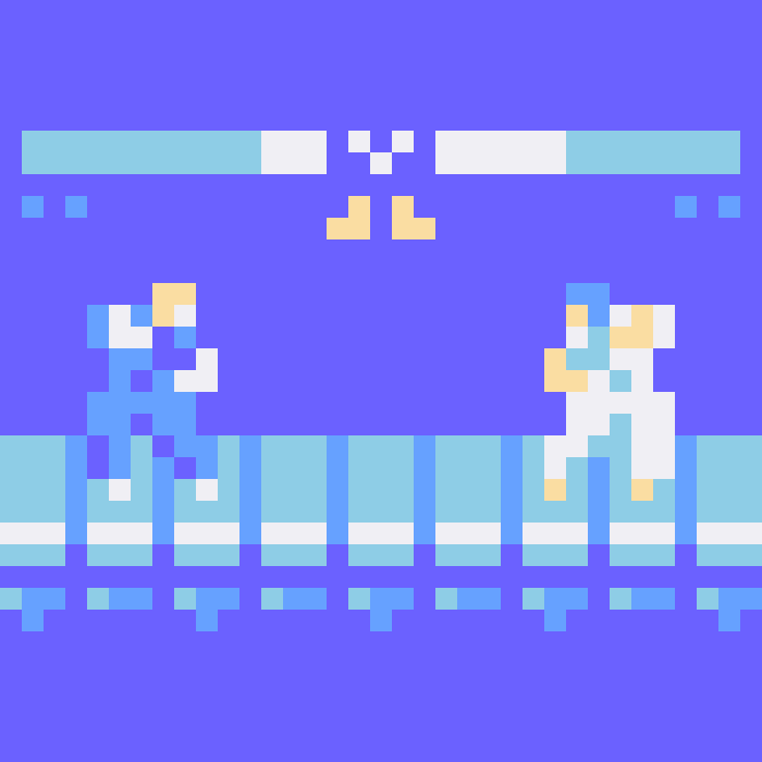 Pixel art 8-bit animation of Street Fighter 2 in a much lower resolution by illustrator Jude Buffum