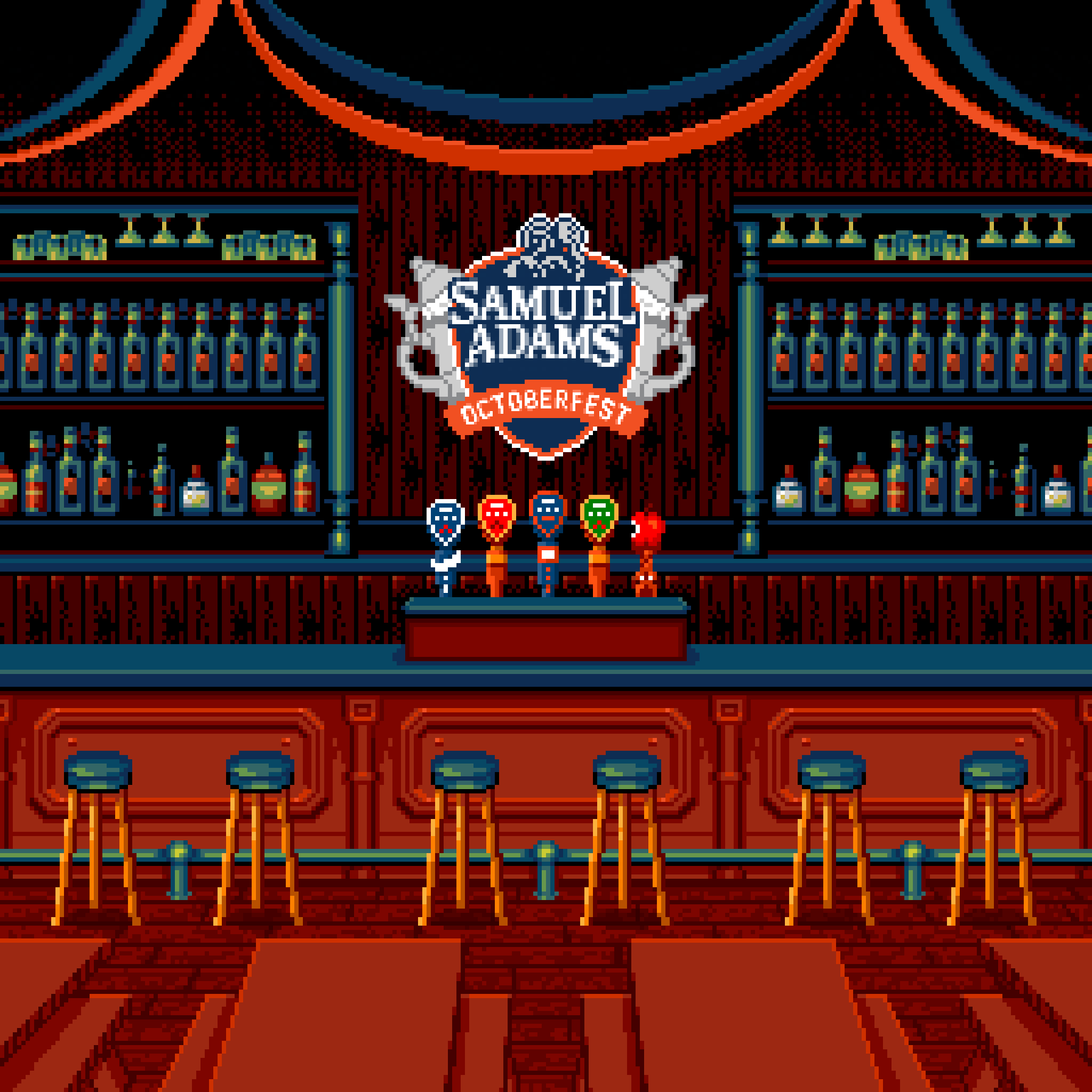 8-bit pixel art pub interior for Samuel Adams Octoberfest video game.