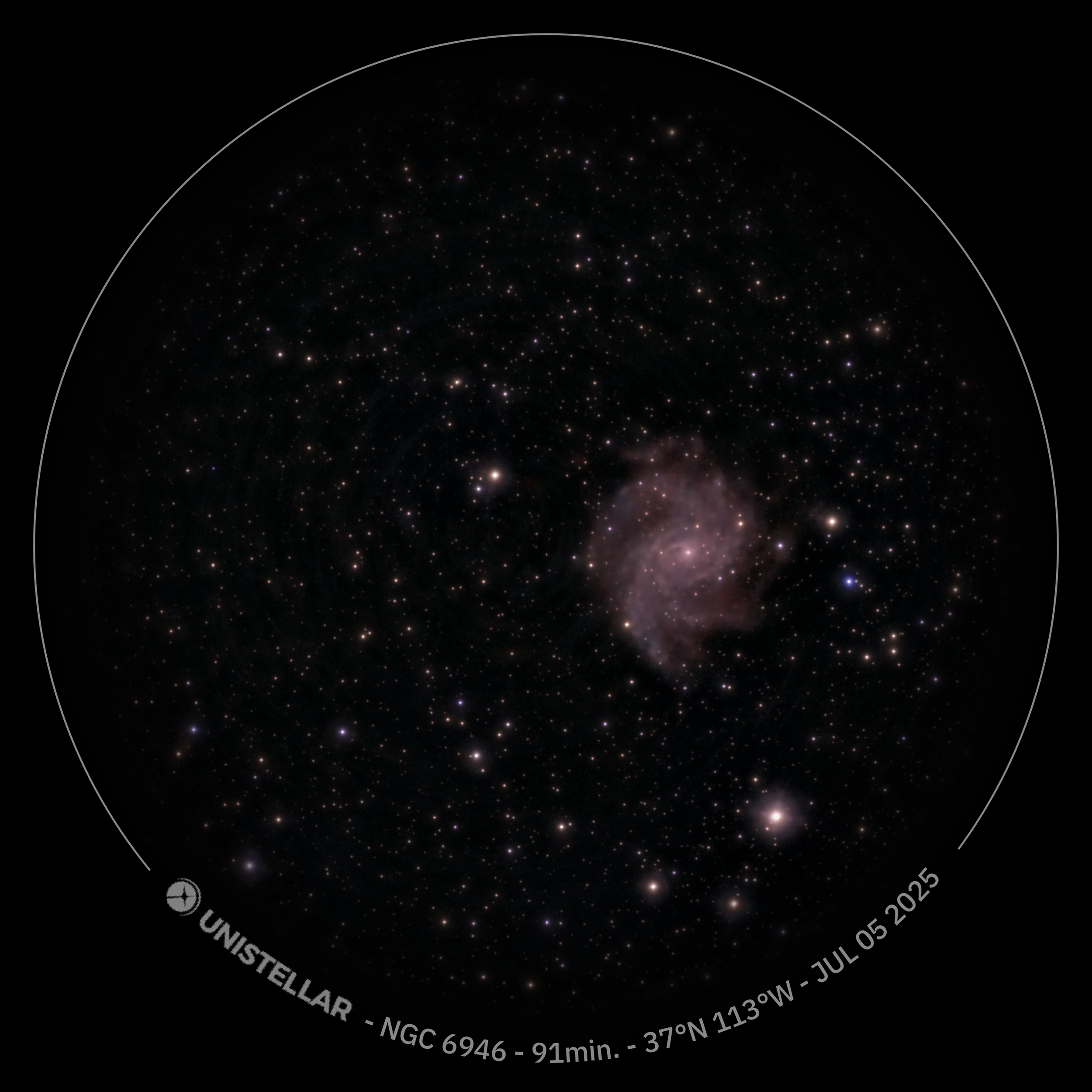 Fireworks Galaxy taken with a Unistellar equinox in Southern Utah Stargazing and Astronomy tour near Zion National Park at a dark skies location