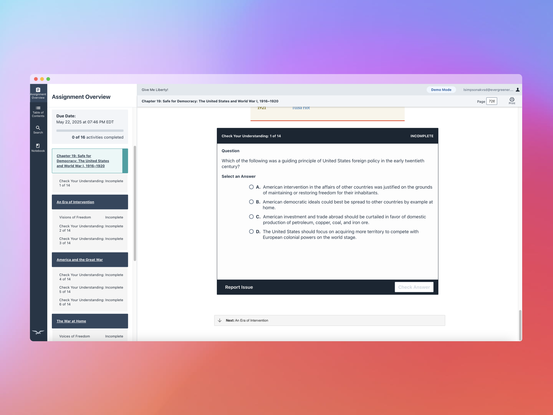 Screenshot of the Check Your Understanding question design.