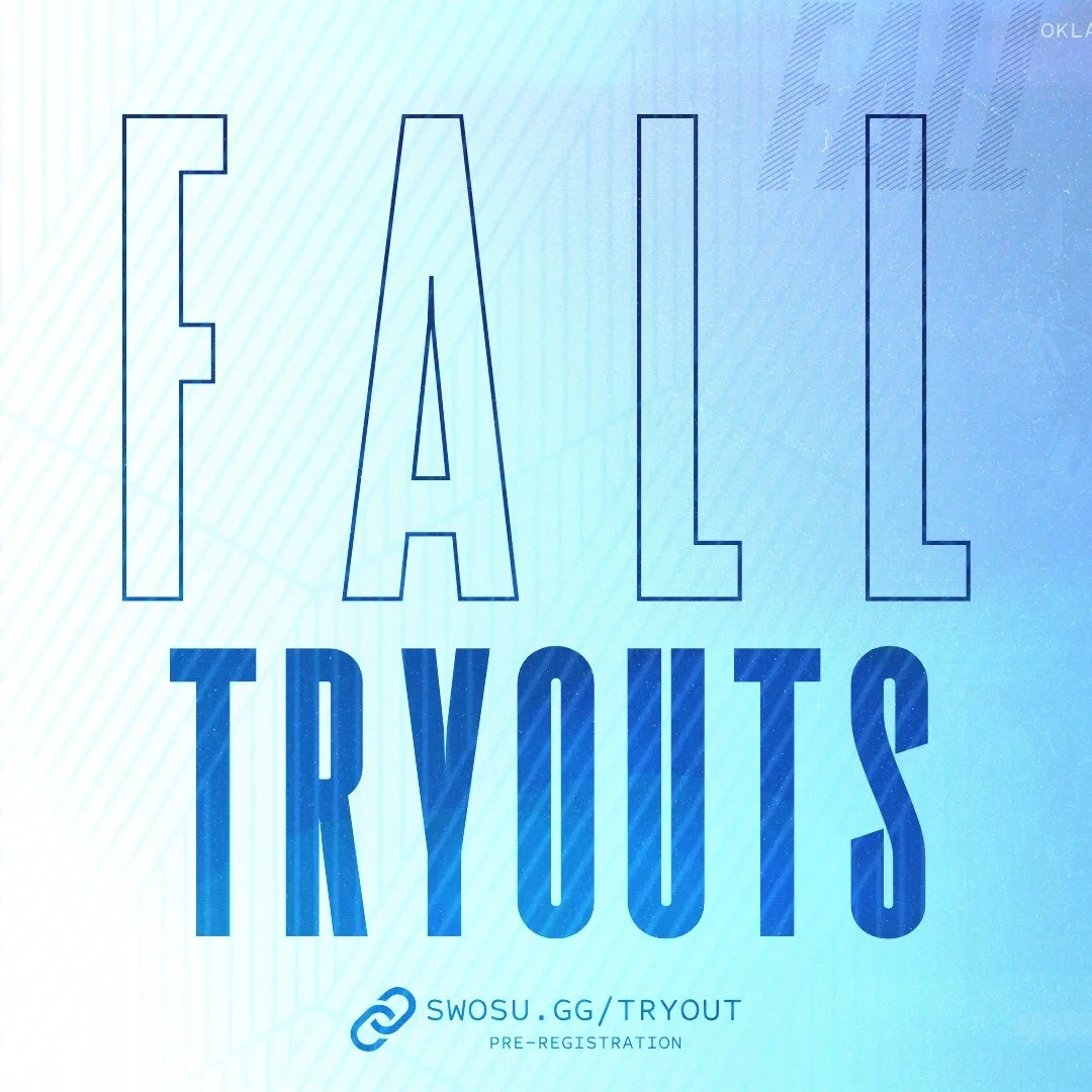 🎮🐾 SWOSU Esports Fall Tryouts 🐾🎮

📍 Location: SWOSU Esports Arena &ndash; Weatherford, OK
💻 Register: swosu.gg/tryout

🔥 Overwatch 2
📅 Friday, August 29
🕖 7:00 PM (CST)
🔹 5 Starter Spots | 2 Sub Spots
🔹 Requirement: Platinum Rank
🔹 Bring 