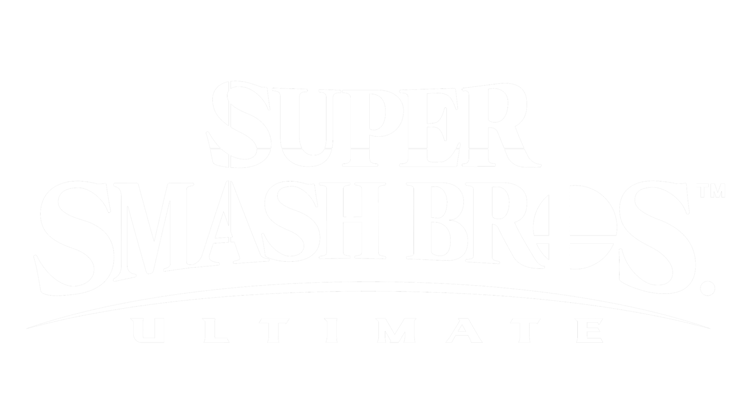 Logo of Super Smash Bros. Ultimate with black background and white text.