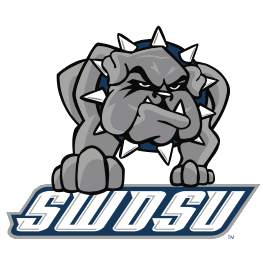 Southwestern Oklahoma State University logo with a cartoon illustration of Duke the bulldog with spikes on its collar, biting down, with 'SWOSU' text below.