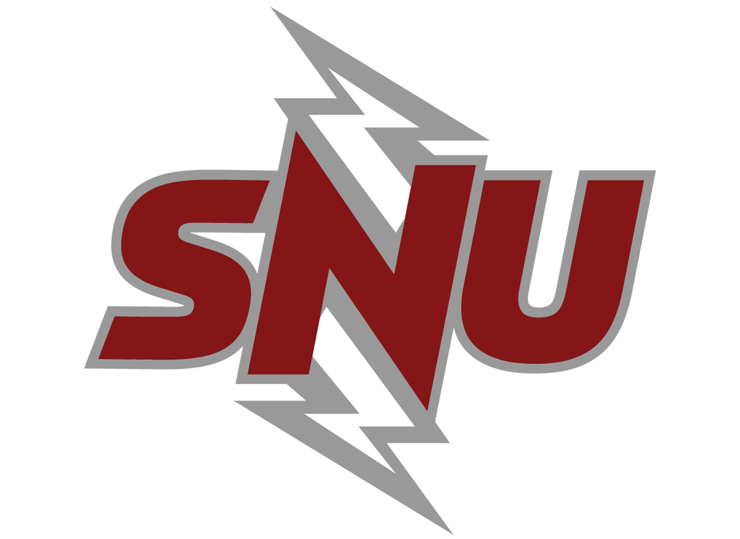 Southern Nazarene University logo with a red S and U on either side of a stylized 'N' in a white and gray lightning bolt.
