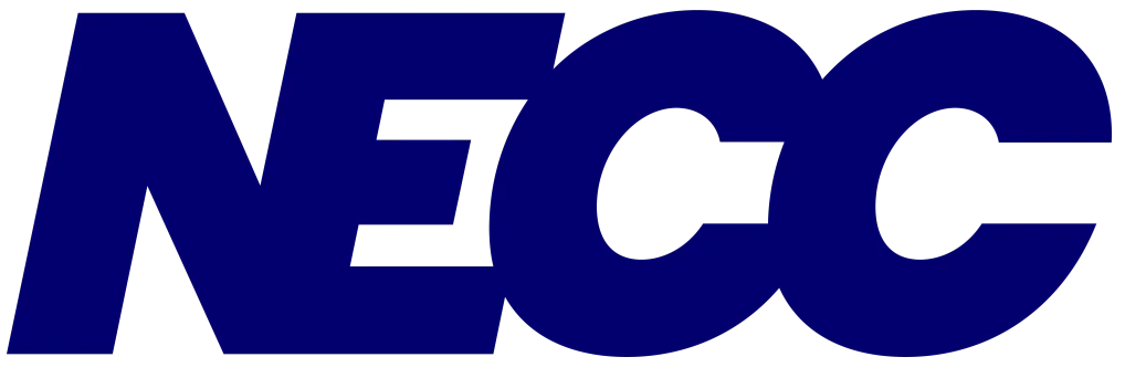 The logo and word 'NECC' in bold, blue capital letters.